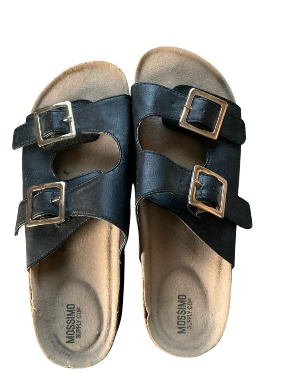 black footbed platform sandals